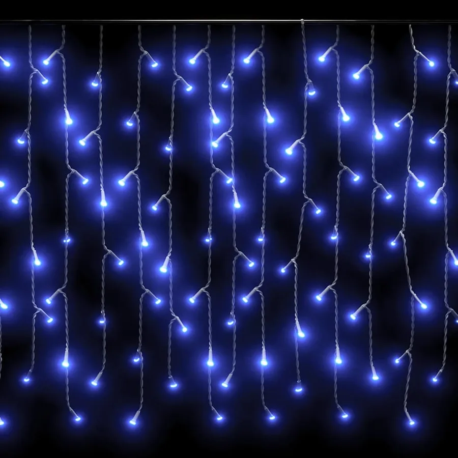 Rideau lumineux à glaçons LED 10m 400 LED Bleu 8 fonctions - 7