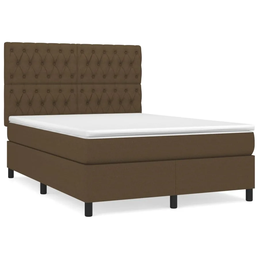 Sommier à lattes de lit avec matelas Marron foncé 140x190 cm - 2