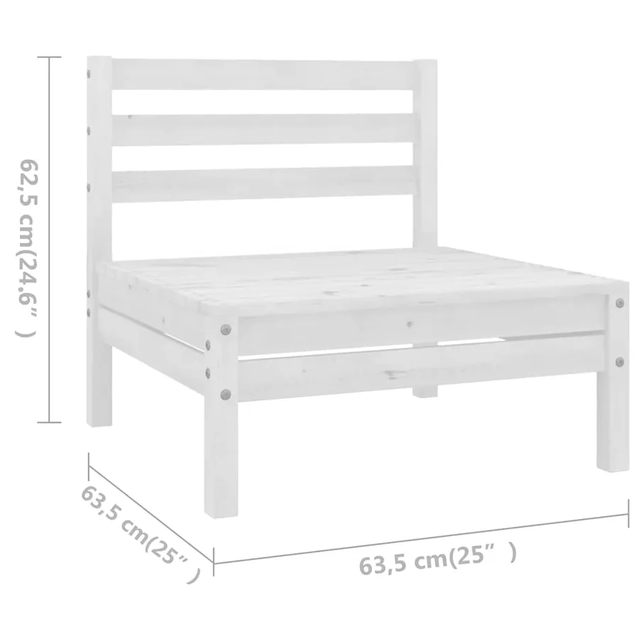 Salon de jardin 5 pcs Bois de pin massif Blanc - 6