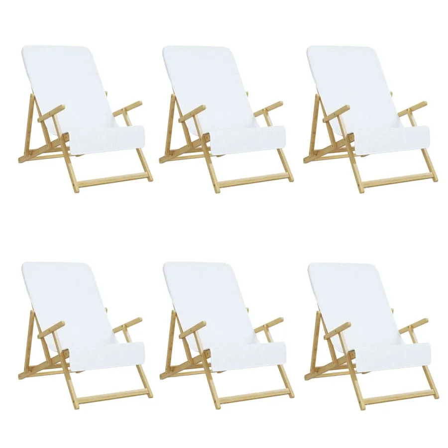Serviettes de plage 6 pcs blanc 60x135 cm tissu 400 GSM - 2