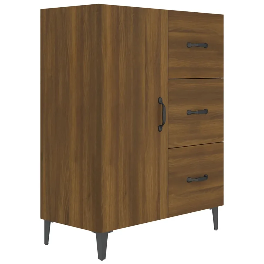 Buffet chêne marron 69,5x34x90 cm bois d'ingénierie - 2