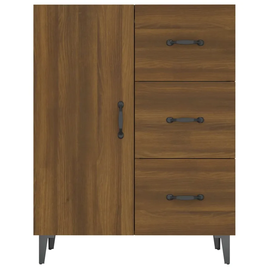 Buffet chêne marron 69,5x34x90 cm bois d'ingénierie - 5