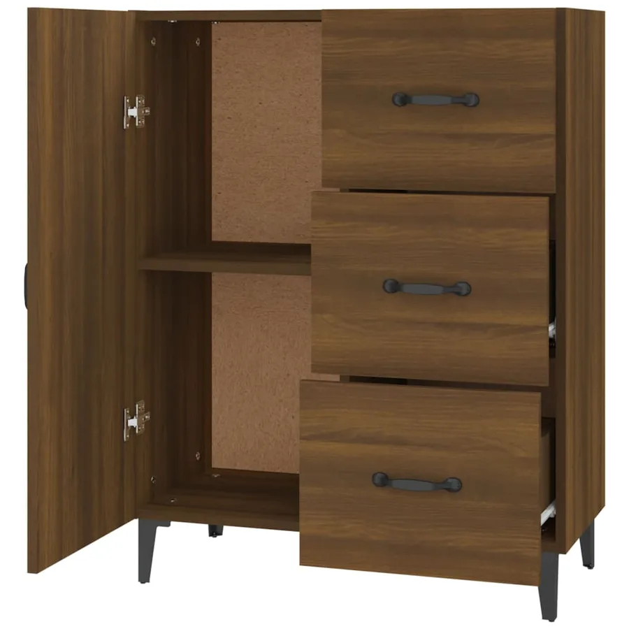 Buffet chêne marron 69,5x34x90 cm bois d'ingénierie - 7