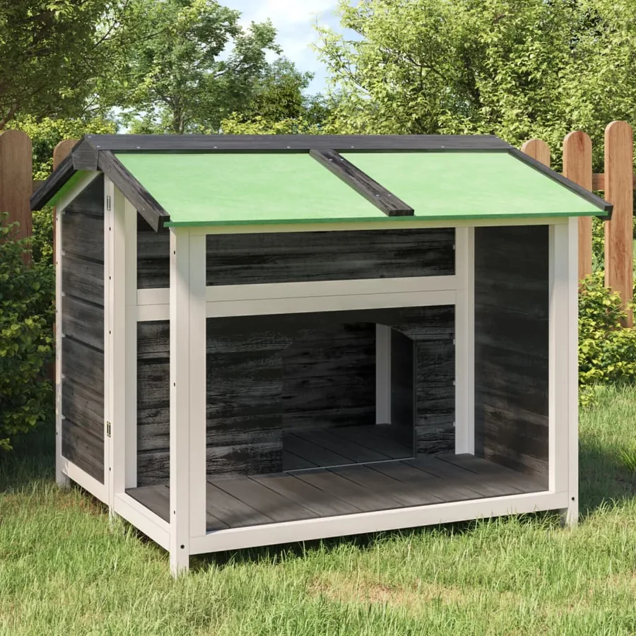 Chenil gris 96x87x80,5 cm bois de pin solide