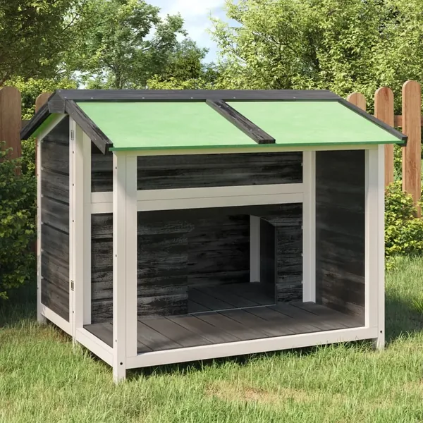 Chenil gris 96x87x80,5 cm bois de pin solide