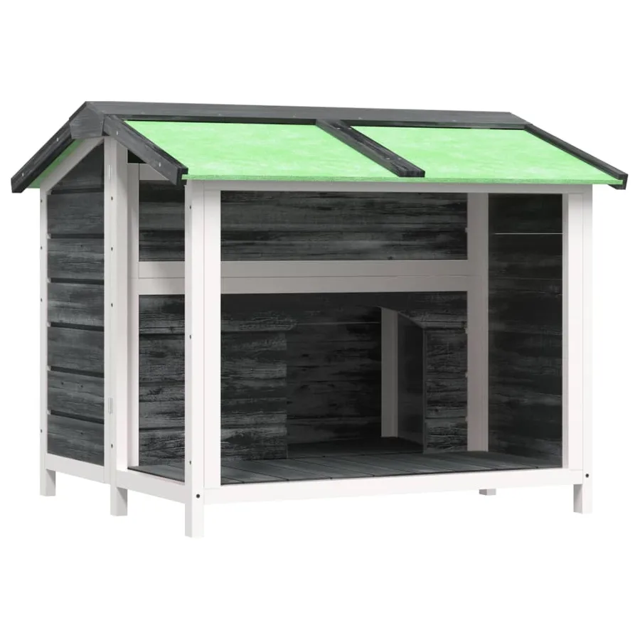 Chenil gris 96x87x80,5 cm bois de pin solide - 2
