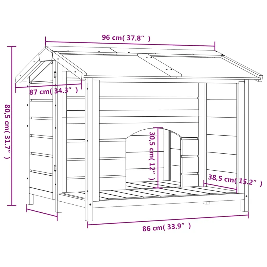 Chenil gris 96x87x80,5 cm bois de pin solide - 7