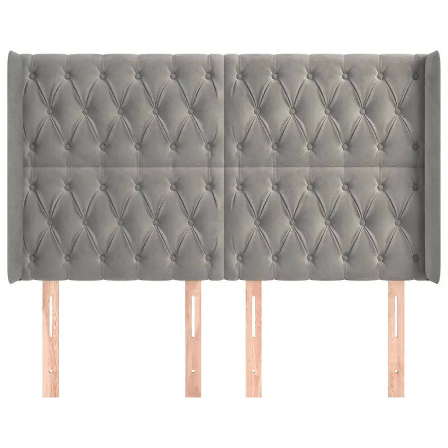 Tête de lit avec oreilles Gris clair 147x16x118/128 cm Velours - 3