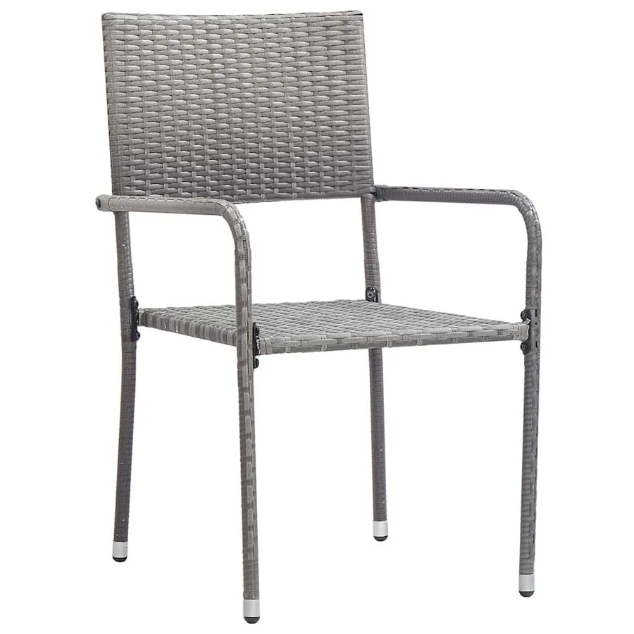Chaise à dîner de jardin empilable lot de 2 gris résine tressée - 2