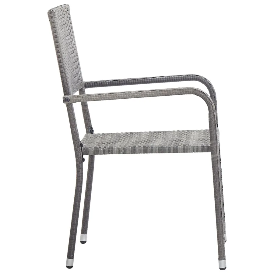 Chaise à dîner de jardin empilable lot de 2 gris résine tressée - 4