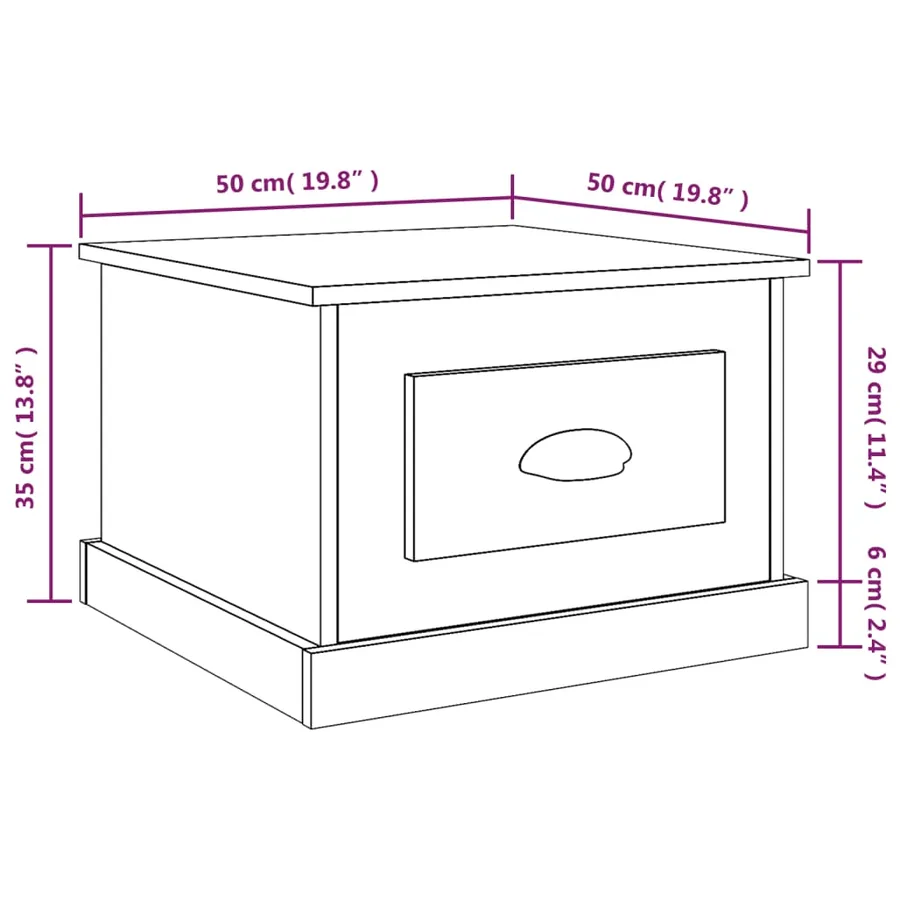 Table basse blanc 50x50x35 cm bois d'ingénierie - 10