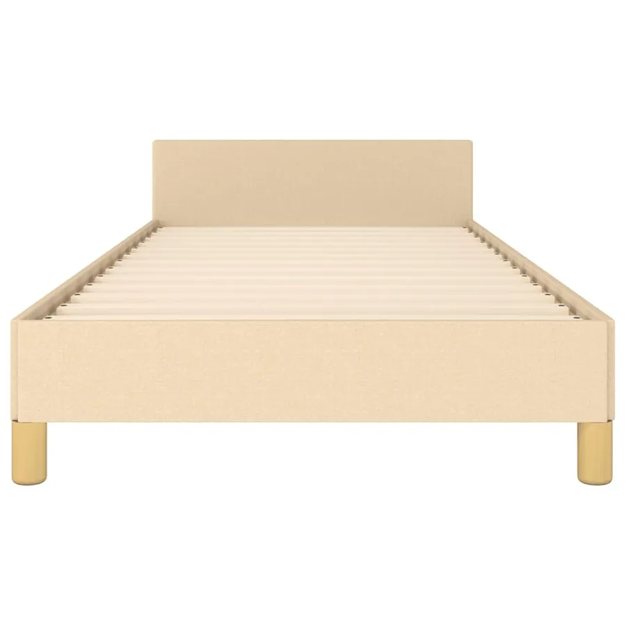 Cadre de lit avec tête de lit sans matelas crème 80x200cm tissu - 5