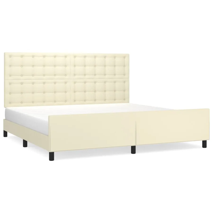 Cadre de lit sans matelas crème 200x200 cm similicuir - 2