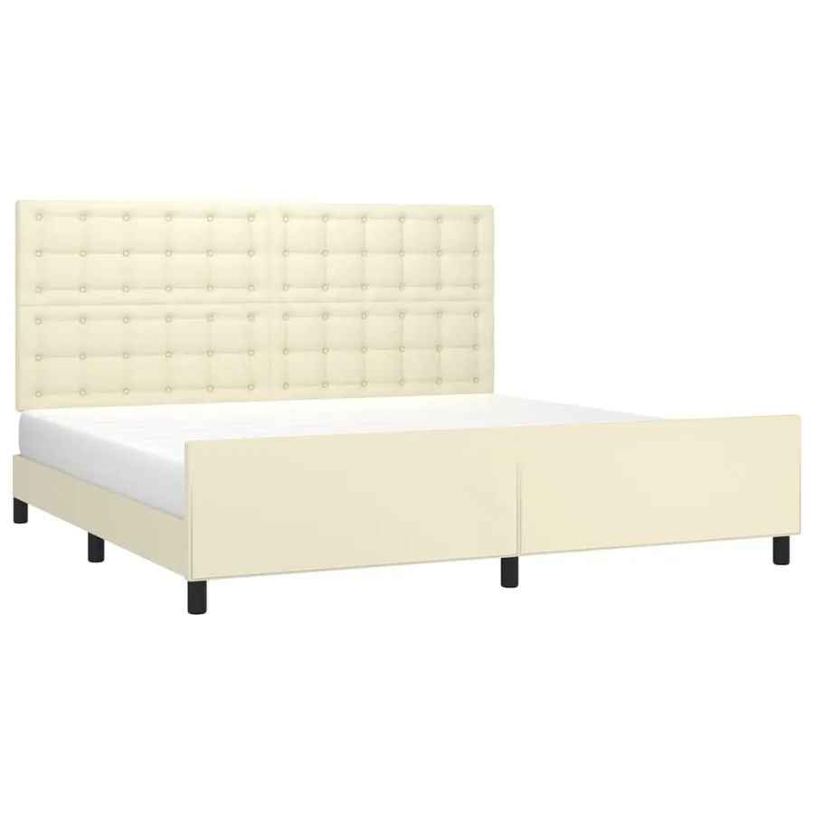 Cadre de lit sans matelas crème 200x200 cm similicuir - 3