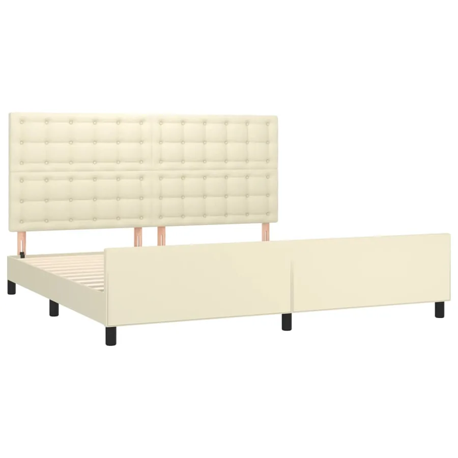 Cadre de lit sans matelas crème 200x200 cm similicuir - 4