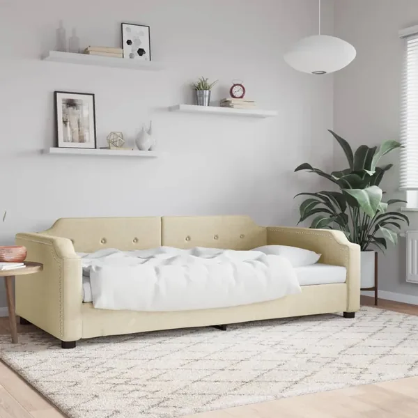 Lit de repos sans matelas crème 90x200 cm tissu