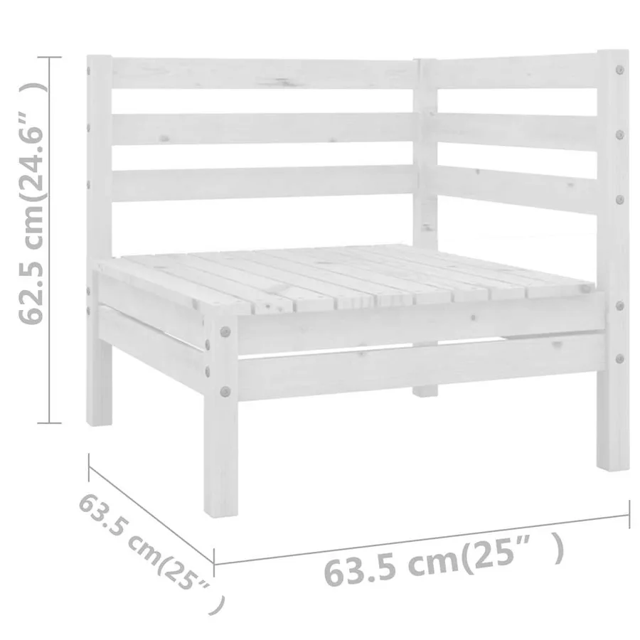 Salon de jardin 4 pcs Blanc Bois de pin massif - 10
