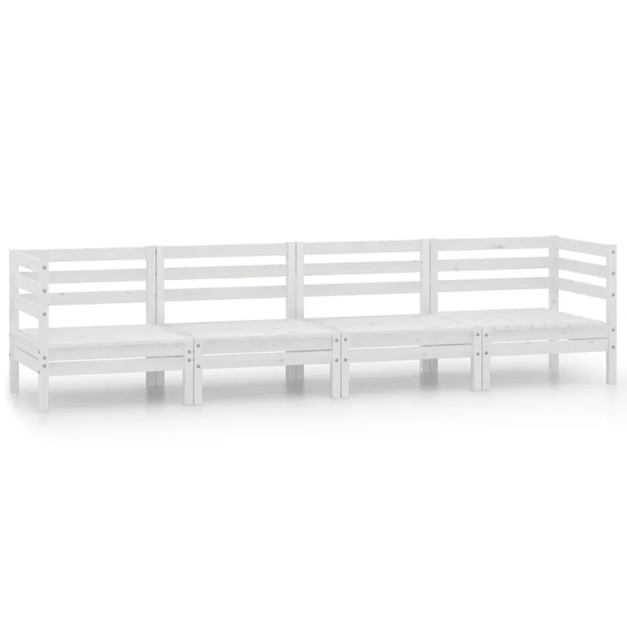 Salon de jardin 4 pcs Blanc Bois de pin massif - 2