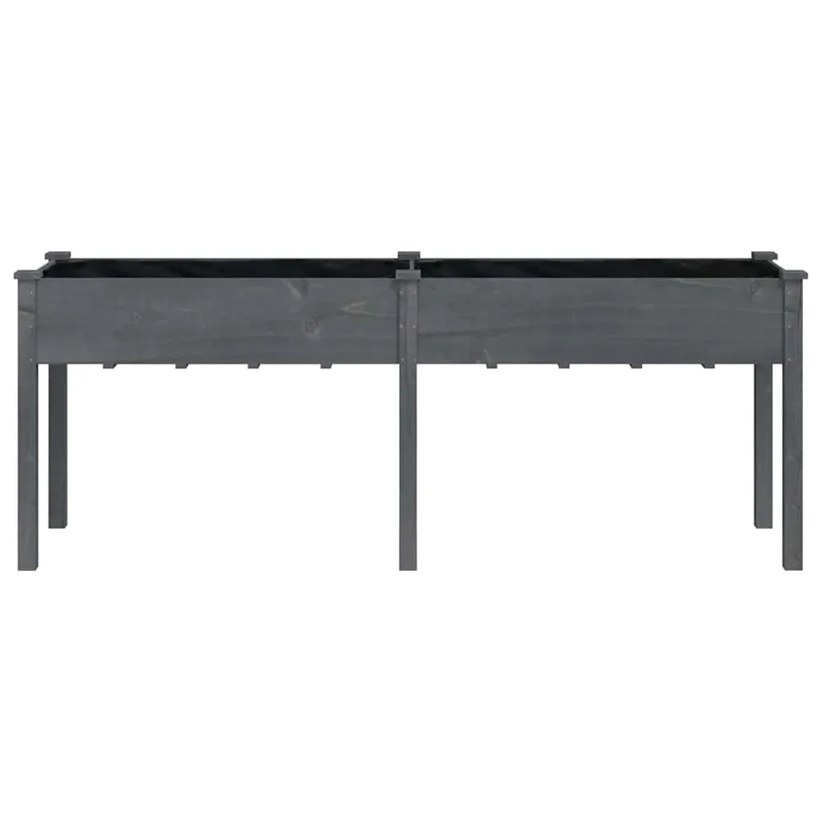 Jardinière avec doublure gris 203x53x76 cm bois massif de sapin - 4
