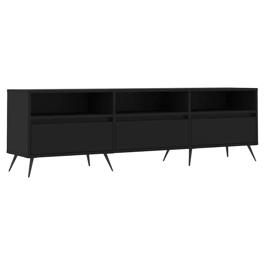 Meuble TV noir 150x30x44,5 cm bois d'ingénierie - 2