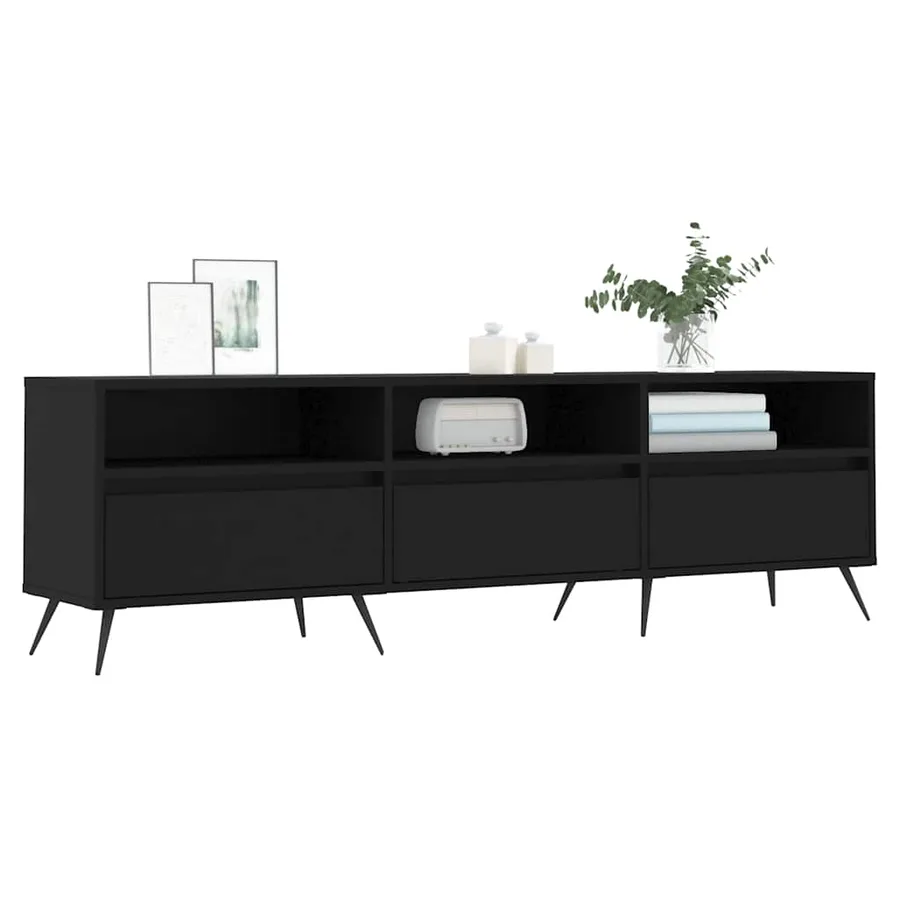 Meuble TV noir 150x30x44,5 cm bois d'ingénierie - 3
