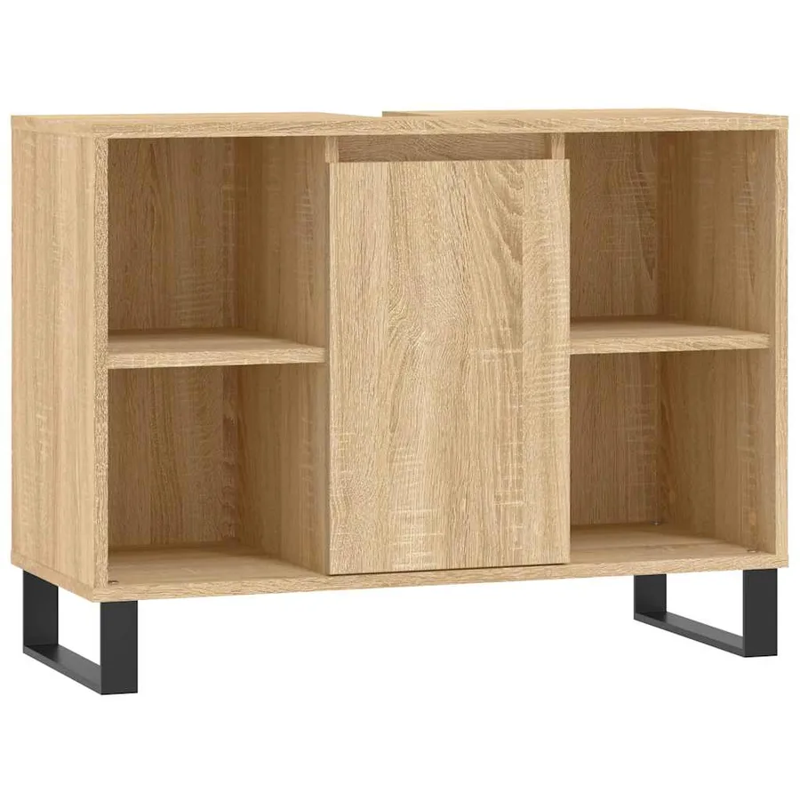 Armoire salle de bain chêne sonoma 80x33x60cm bois d'ingénierie - 2