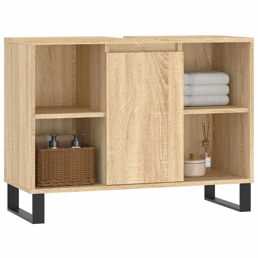 Armoire salle de bain chêne sonoma 80x33x60cm bois d'ingénierie - 3