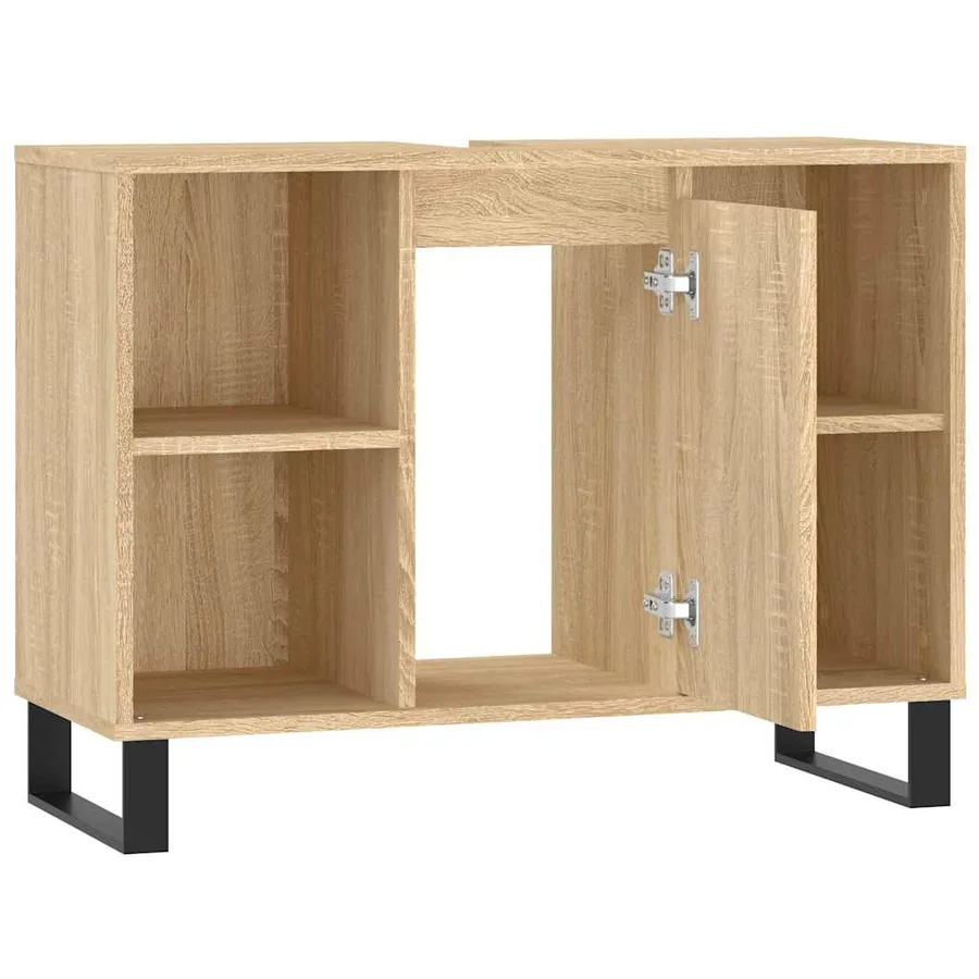 Armoire salle de bain chêne sonoma 80x33x60cm bois d'ingénierie - 5