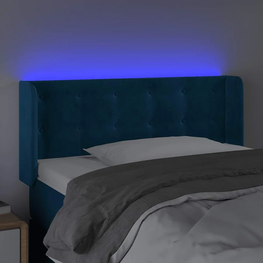 Tête de lit à LED Bleu foncé 83x16x78/88 cm Velours - 4