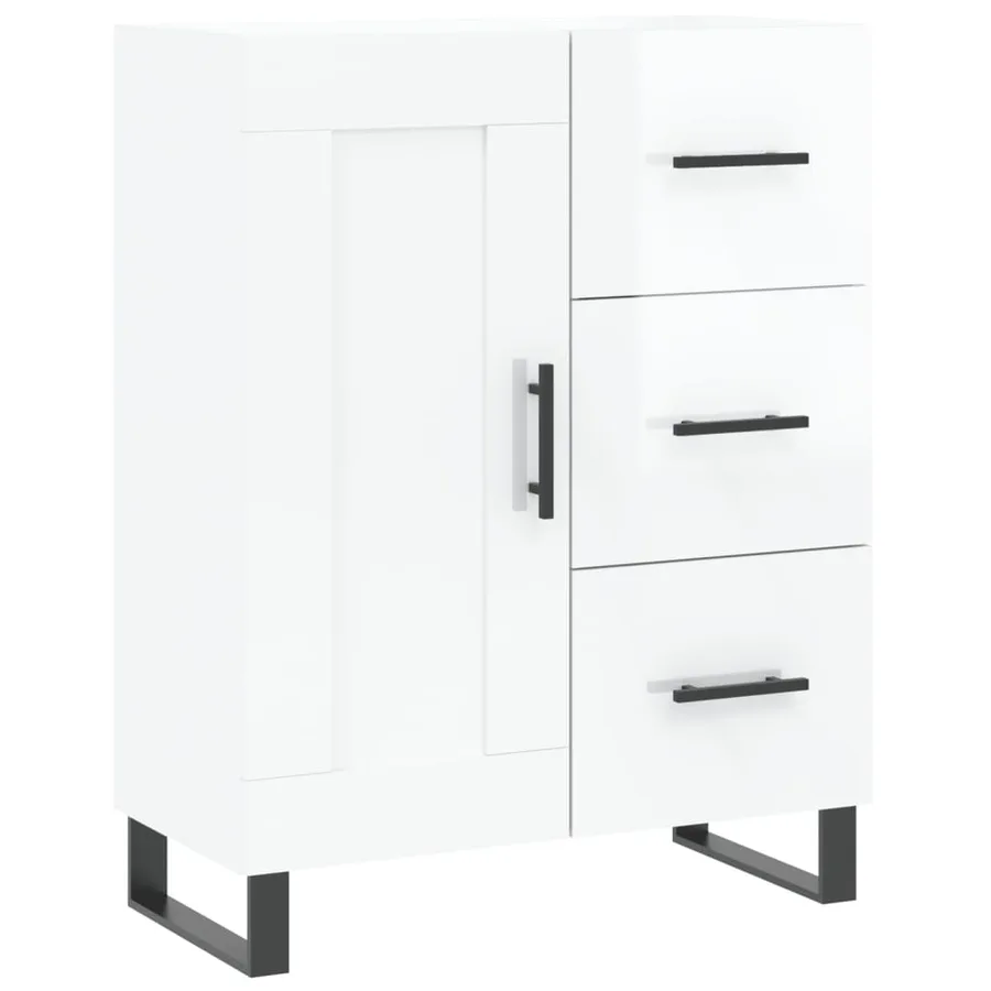 Buffet haut Blanc brillant 69,5x34x180 cm Bois d'ingénierie - 7