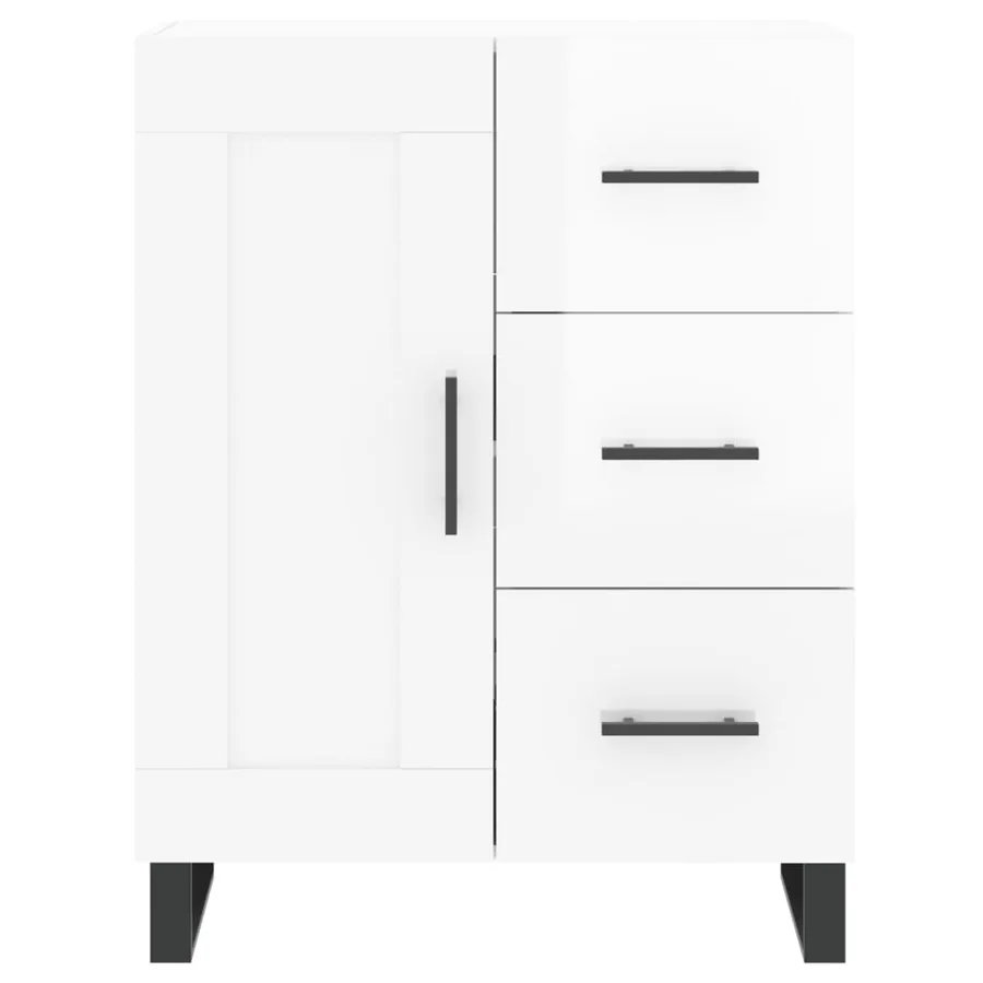 Buffet haut Blanc brillant 69,5x34x180 cm Bois d'ingénierie - 8