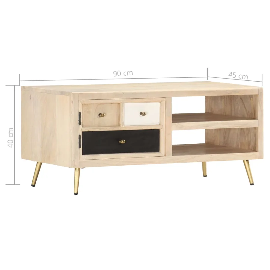 Table basse 90x45x40 cm Bois de manguier massif - 6
