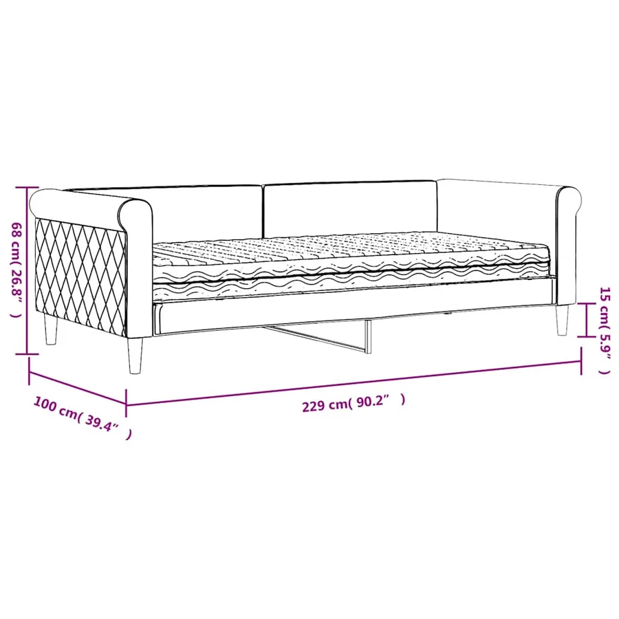 Lit de jour avec matelas jaune 90x200 cm velours - 12