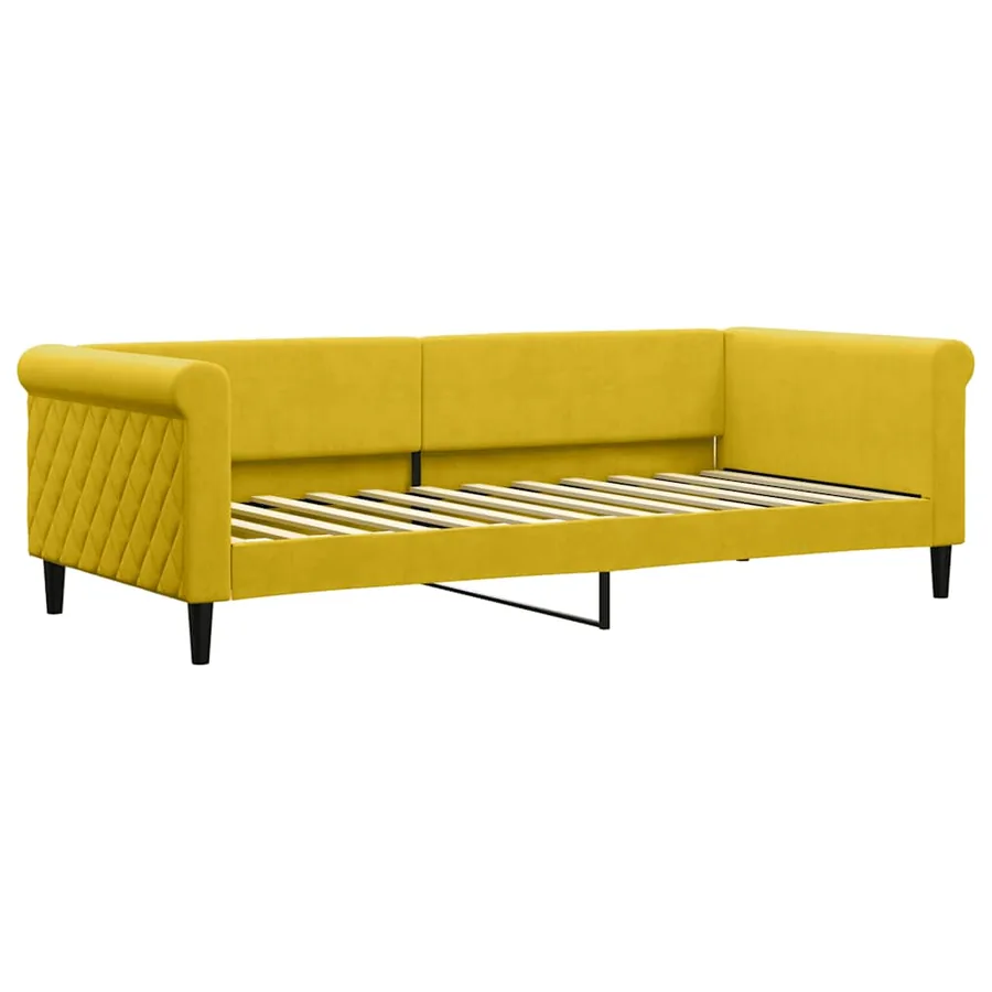 Lit de jour avec matelas jaune 90x200 cm velours - 3