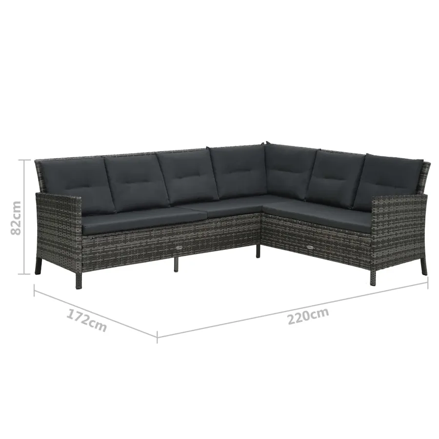Salon de jardin 4 pcs avec coussins résine tressée gris - 10