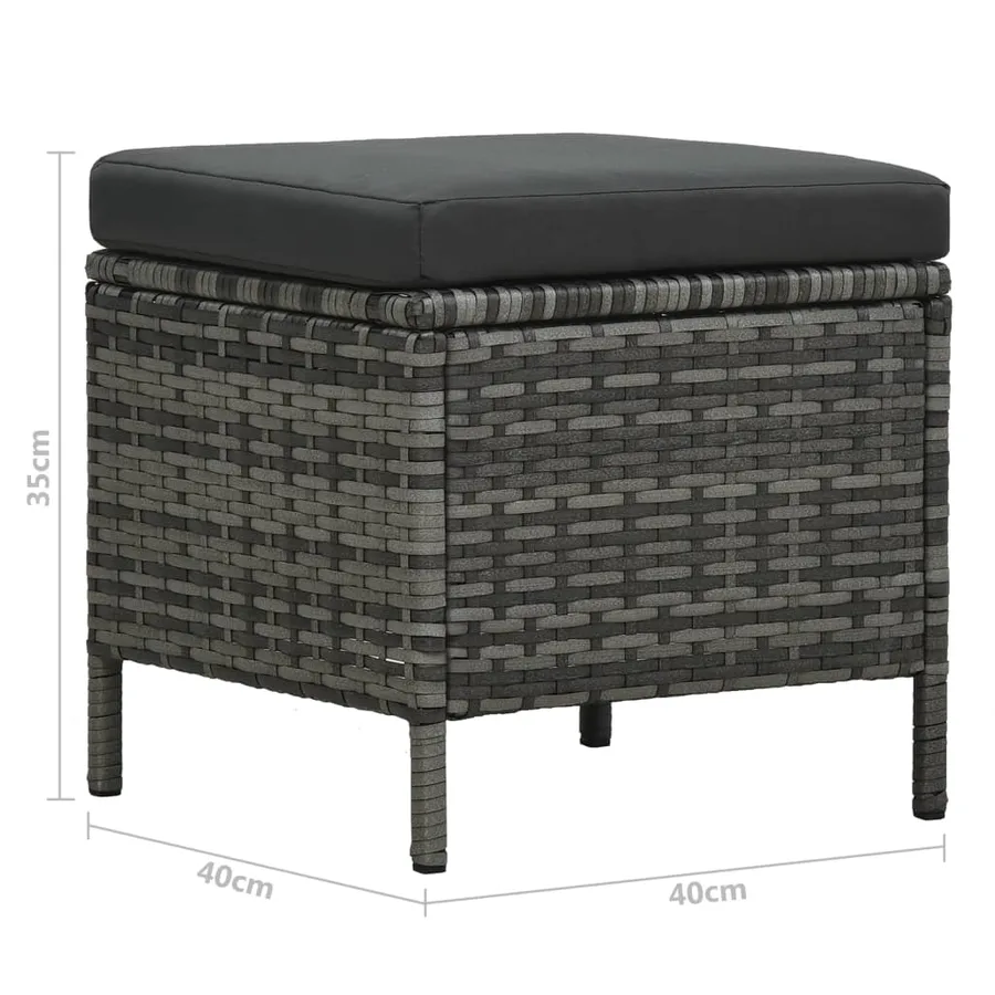 Salon de jardin 4 pcs avec coussins résine tressée gris - 12