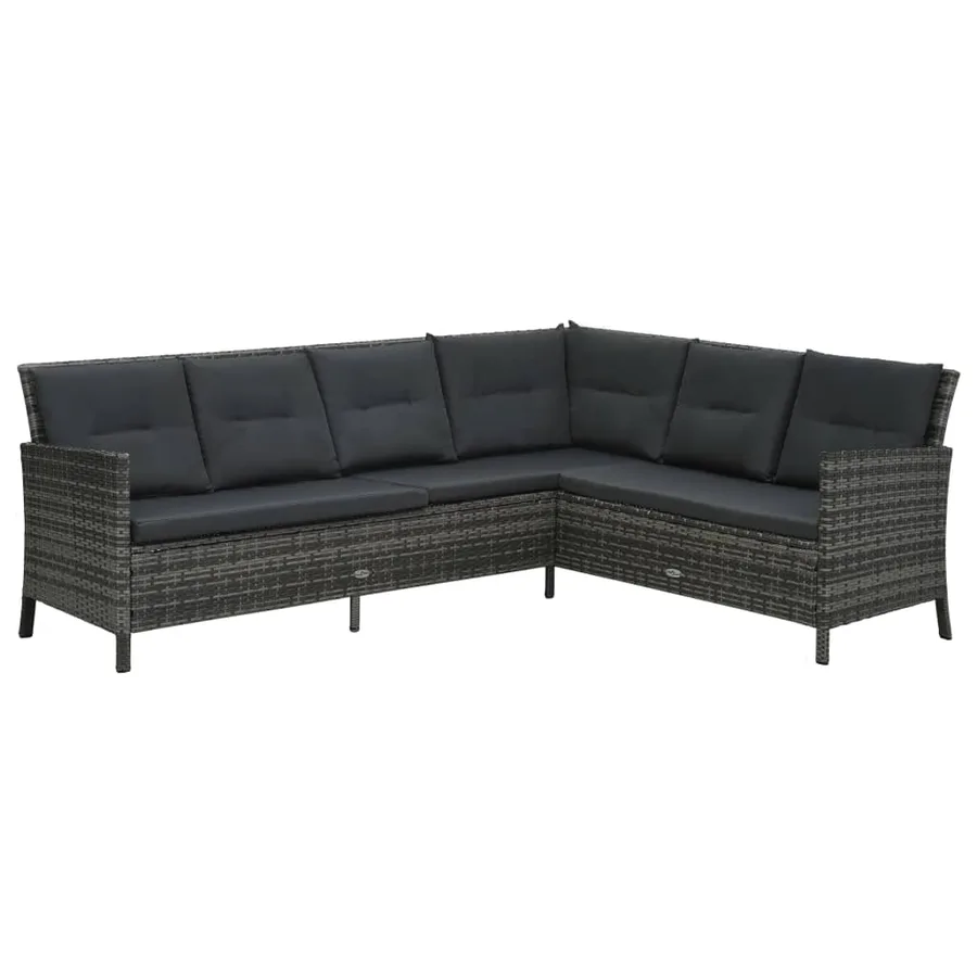 Salon de jardin 4 pcs avec coussins résine tressée gris - 2