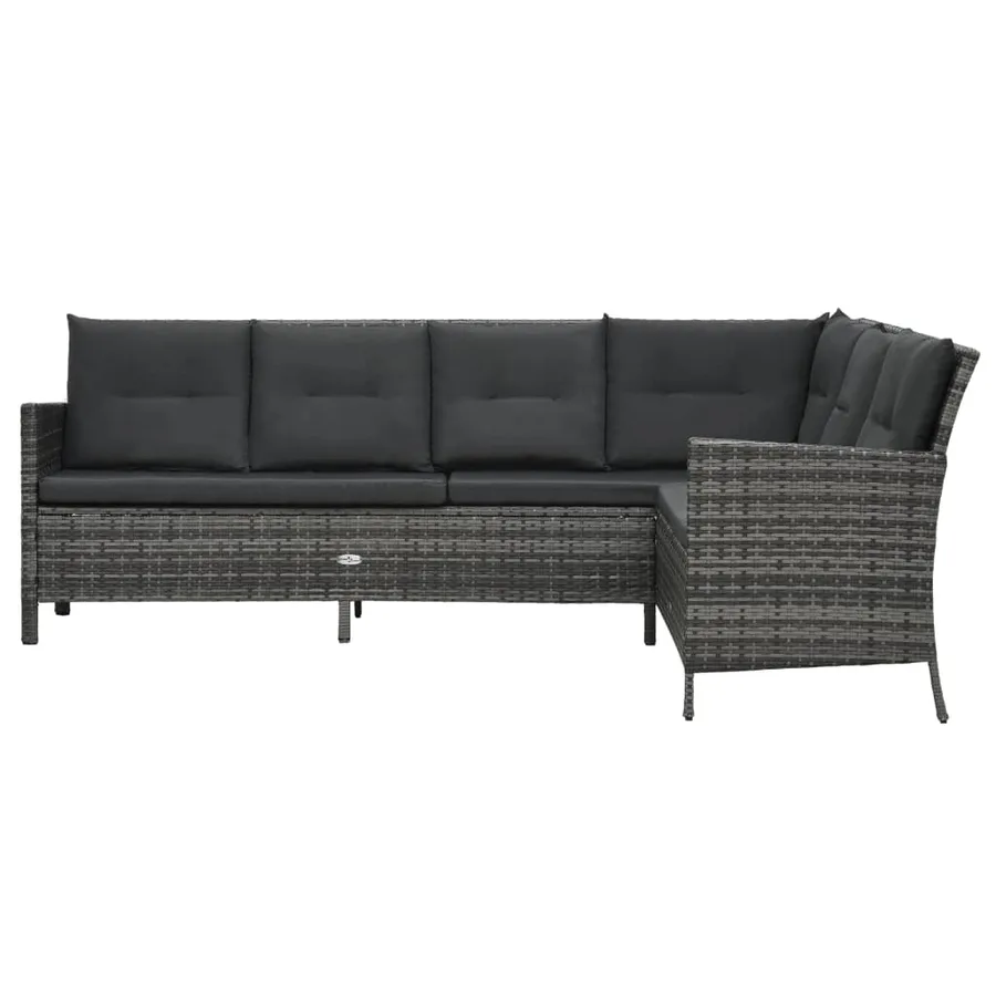 Salon de jardin 4 pcs avec coussins résine tressée gris - 3
