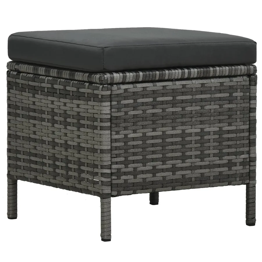 Salon de jardin 4 pcs avec coussins résine tressée gris - 6