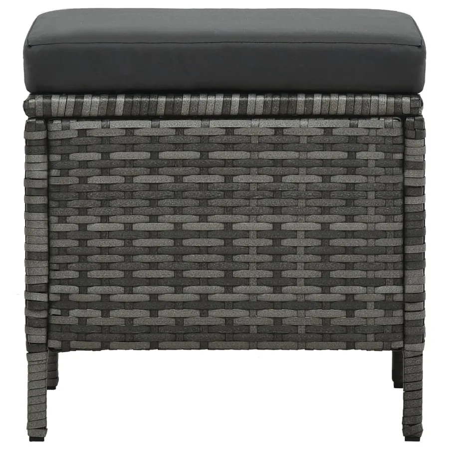 Salon de jardin 4 pcs avec coussins résine tressée gris - 7