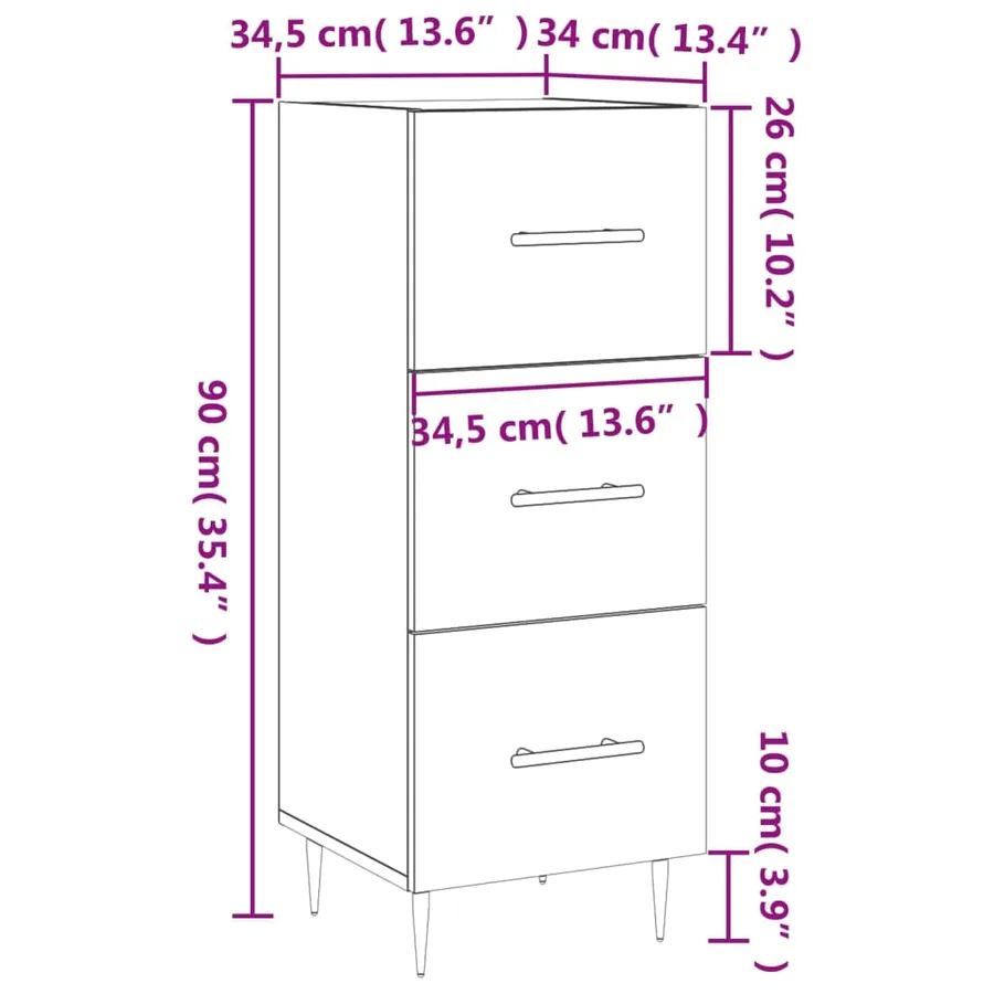 Buffet Sonoma gris 34,5x34x90 cm Bois d'ingénierie - 12