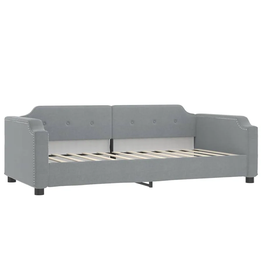 Lit de jour avec gigogne et matelas gris clair 90x190 cm tissu - 4