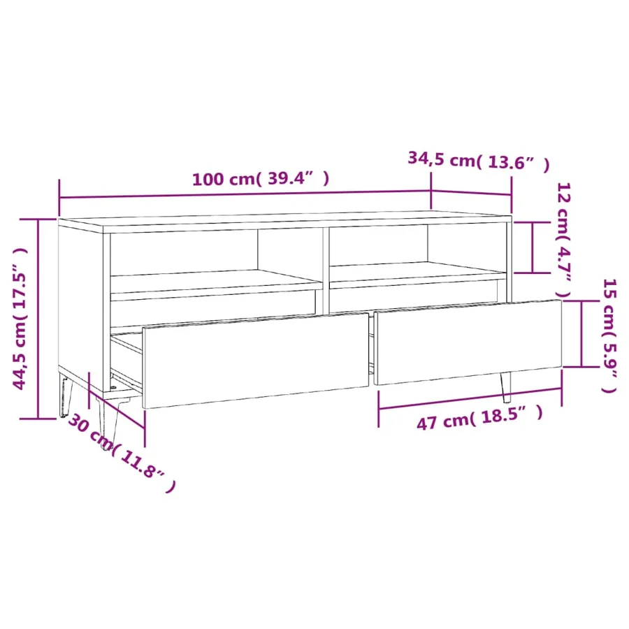 Meuble TV blanc brillant 100x34,5x44,5 cm bois d'ingénierie - 10