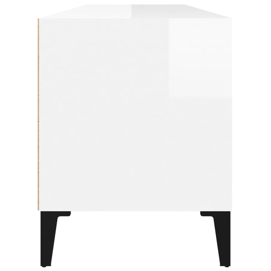 Meuble TV blanc brillant 100x34,5x44,5 cm bois d'ingénierie - 7