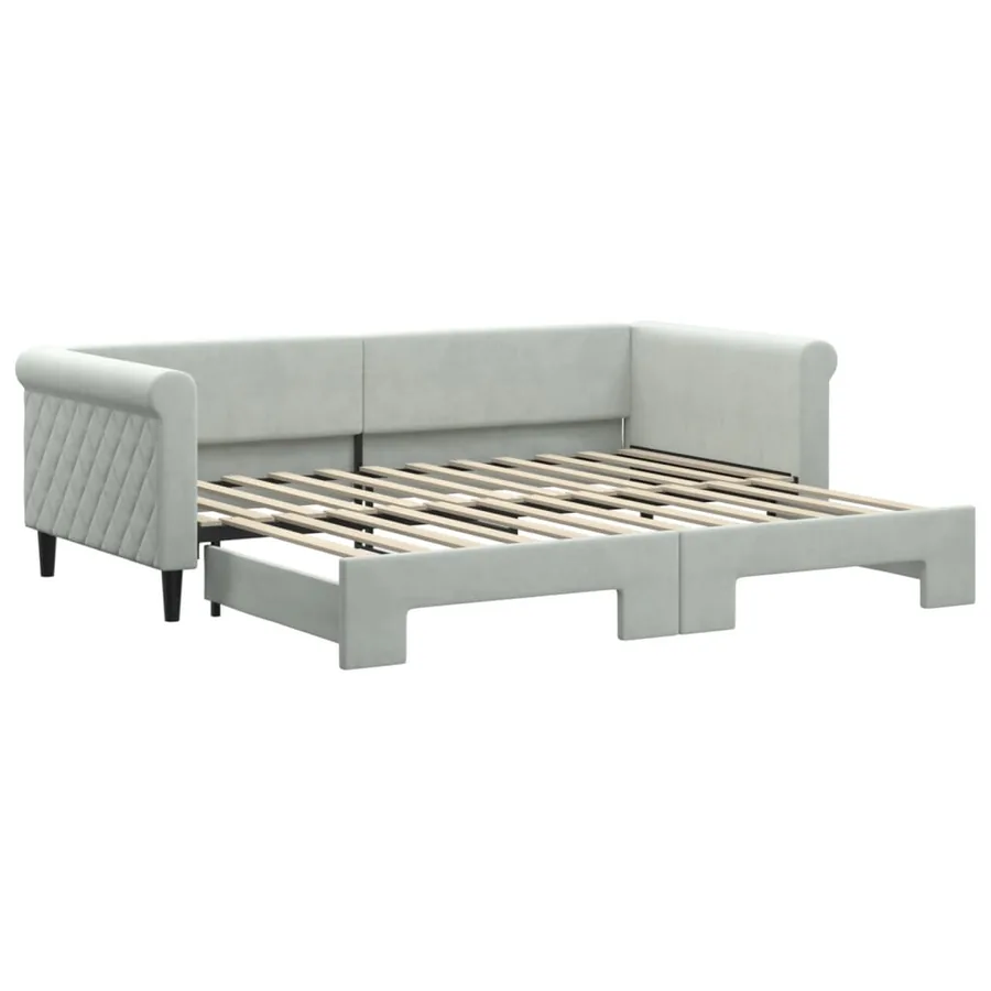 Lit de jour avec gigogne sans matelas gris clair 90x200 cm - 2
