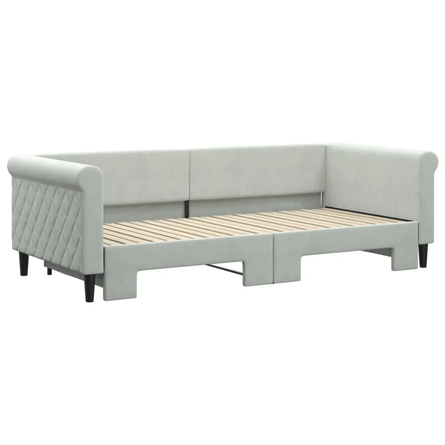 Lit de jour avec gigogne sans matelas gris clair 90x200 cm - 3