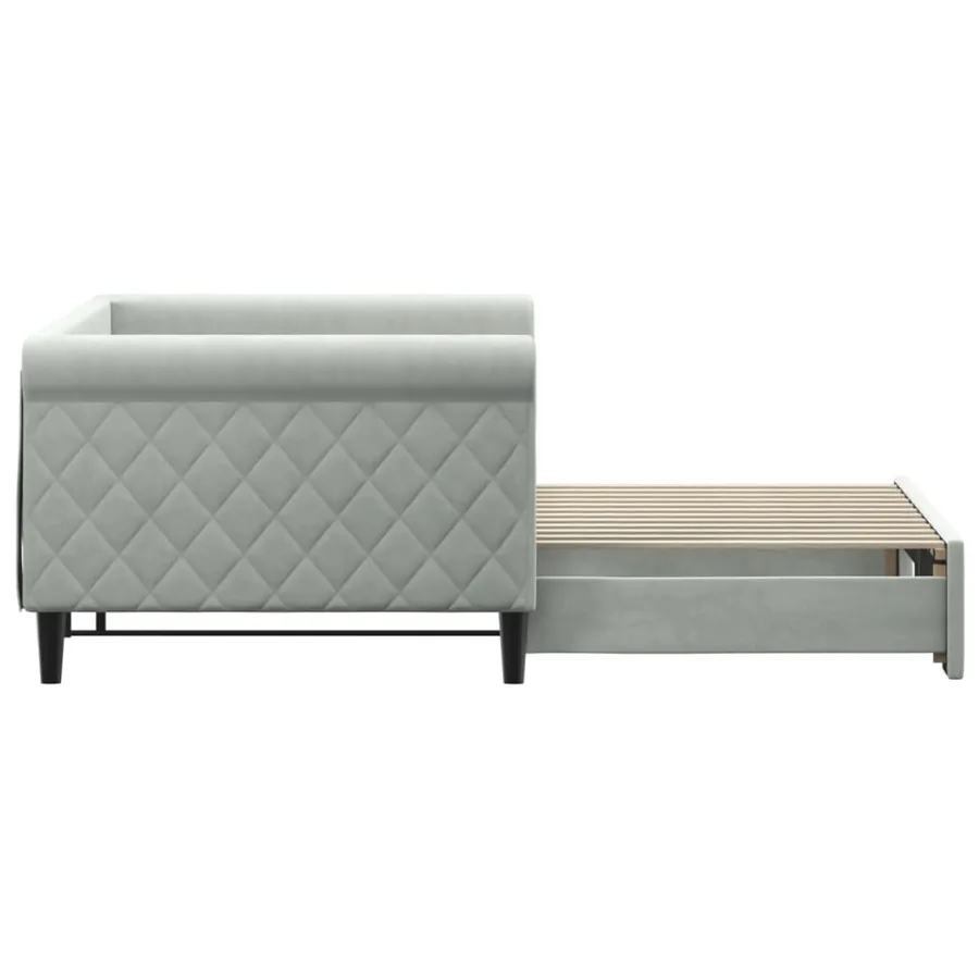 Lit de jour avec gigogne sans matelas gris clair 90x200 cm - 4
