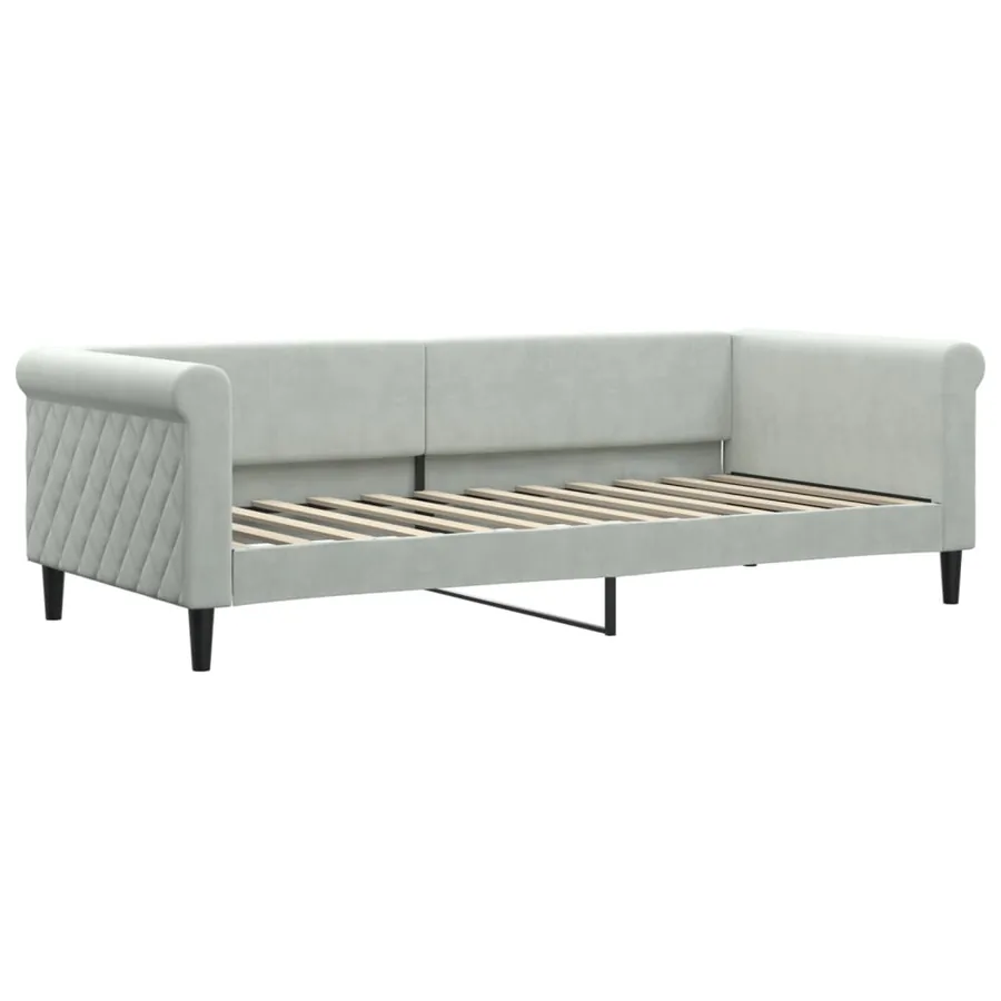 Lit de jour avec gigogne sans matelas gris clair 90x200 cm - 6
