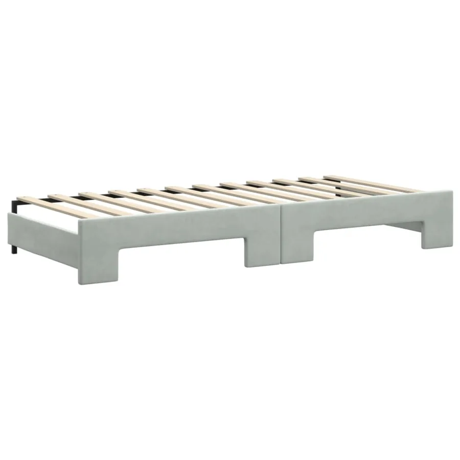 Lit de jour avec gigogne sans matelas gris clair 90x200 cm - 8