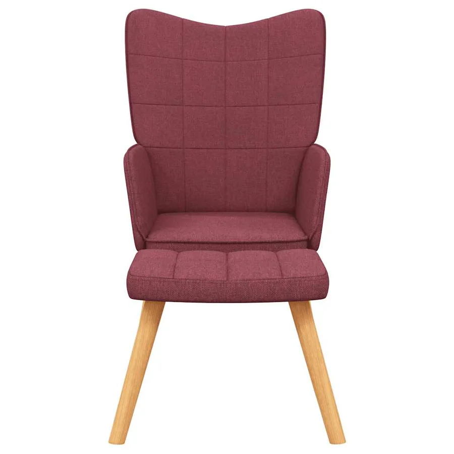 Chaise de relaxation avec tabouret Rouge bordeaux Tissu - 3